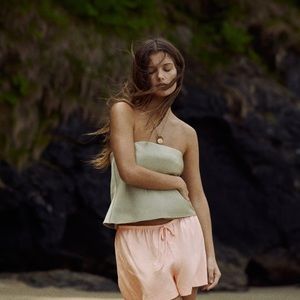 Zara Satin Strapless Top